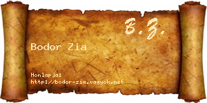 Bodor Zia névjegykártya